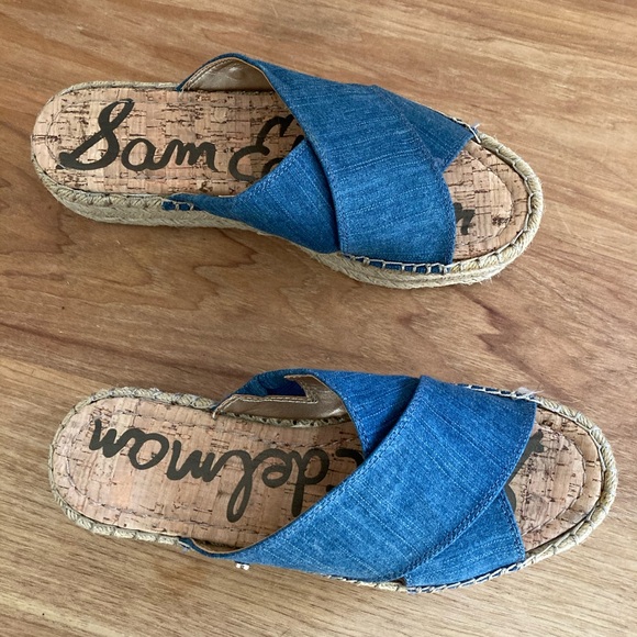 Sam Edelman, denim espadrilles slides.Rare style 6.5 Brand NIB - Picture 3 of 10